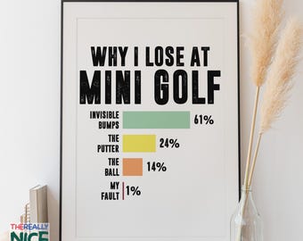 Funny Mini Golf Chart Print, Putt-Putt Lover Gift (Digital Download)