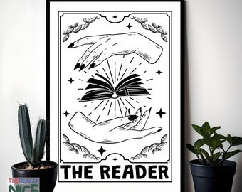 The Reader Tarot Card Art PRINTABLE, Book Lover Gift (Digital Download)