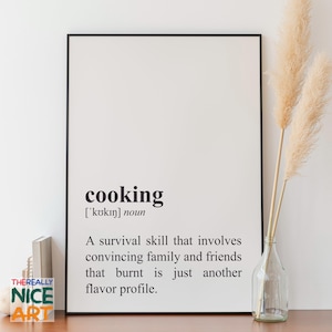 Funny Kitchen PRINTABLE Wall Art, Cooking Definition Print, Gift for Chefs, Kitchen Decor Humorous, Instant Digital DOWNLOAD