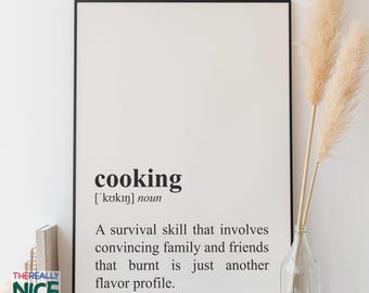 Funny Cooking Definition Art Print, Kitchen Humor (Digital Download)