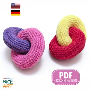 Crochet Linked Rings Pattern | No Sew Interlocking Montessori Baby Toy | Soft Sensory Teether | DIY Baby Shower Gift | PDF Crochet Pattern