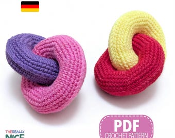 Crochet Linked Rings Pattern | No Sew Interlocking Montessori Baby Toy | Soft Sensory Teether | DIY Baby Shower Gift | PDF Crochet Pattern