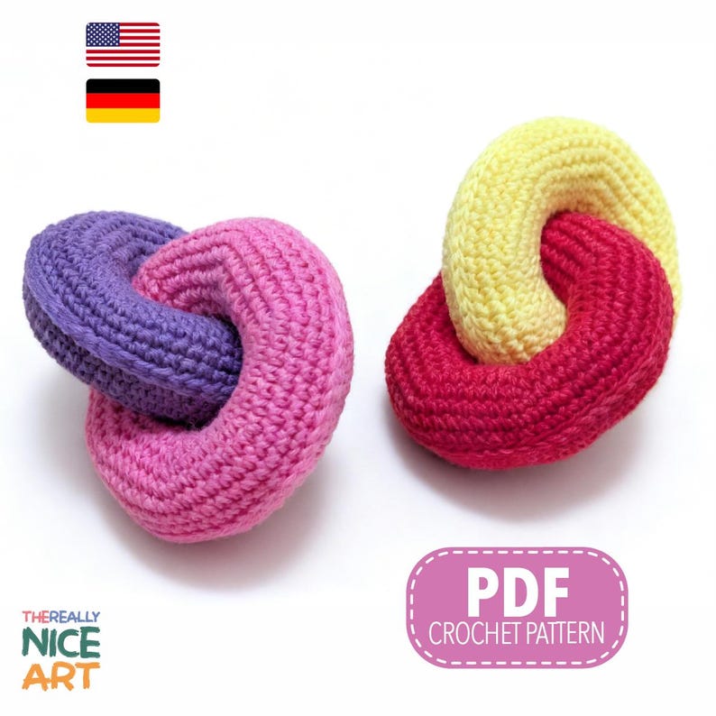 Interlocking Rings Montessori Crochet Linked Rings Pattern | No Sew Interlocking Montessori Baby Toy ...