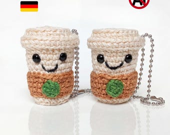 Crochet Pattern Coffee Cup Keychain | Amigurumi To-Go Coffee Mug | Kawaii Food | Crochet Coffee Lover Gift Tutorial | Digital Download