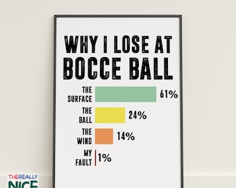 Funny Bocce Ball Loss Chart Print, Lawn Game Decor (Digital Download)