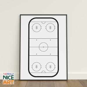Minimalistic Hockey Rink Wall Art, Ice Arena Poster, Sports Enthusiast Decor, Instant Digital DOWNLOAD