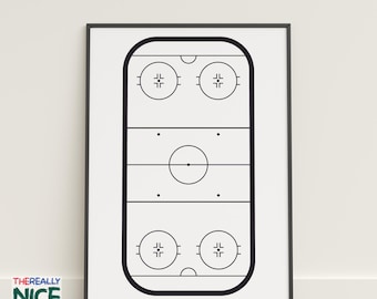 Minimalistic Hockey Rink Wall Art, Ice Arena Poster, Sports Enthusiast Decor, Instant Digital DOWNLOAD