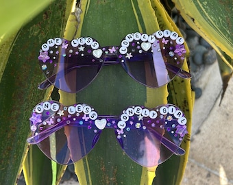 Custom Rhinestoned Bride/Bridemaid Gift Wedding Justin Beiber Inspired Glasses