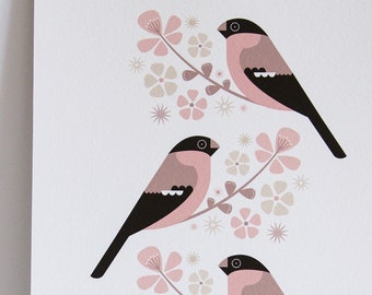 Bullfinches & Cherry Blossom - Signed Open Edition Giclee Print