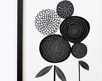 A fine art Giclee print based on the beautiful pom pom dahlia.