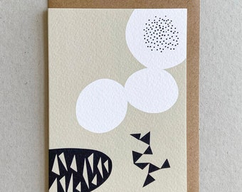 A6 White Circles contemporary greeting card - Any Occasion - Blank Inside for your own message