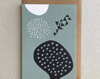 A6 White Dots contemporary greeting card - Any Occasion - Blank Inside for your own message