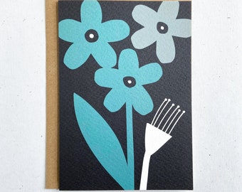 A6 Forget Me Not greeting card - Any Occasion - Blank Inside for your own message