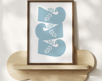 3 Doves in Soft Blue - Signed Open Edition Giclee Print