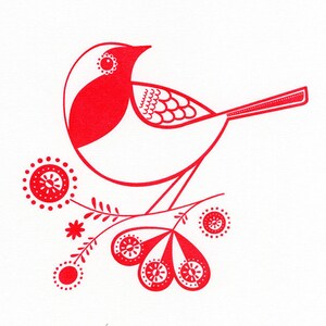 Robin Hand Pulled, Signed, Gocco Screenprint image 1