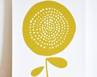 Single Flower Head in Mustard Yellow - Open Edition Giclee Print