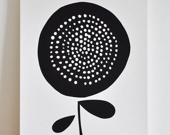 A4 Single Flower Head in Black - Open Edition Giclee Print