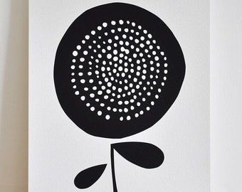 A4 Single Flower Head in Black - Open Edition Giclee Print