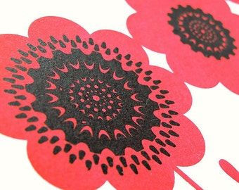 Red Anemones - Hand Pulled, Signed, Gocco Screenprint