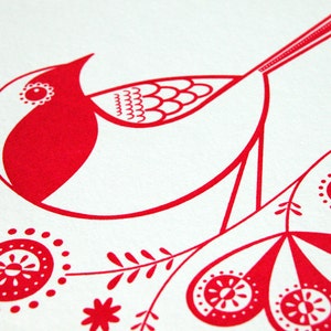 Robin Hand Pulled, Signed, Gocco Screenprint image 4