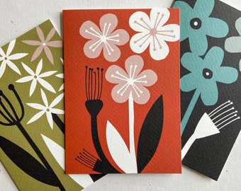 Custom Order - Set of 6 Cards - 3 designs, 2 of each with manilla envelopes