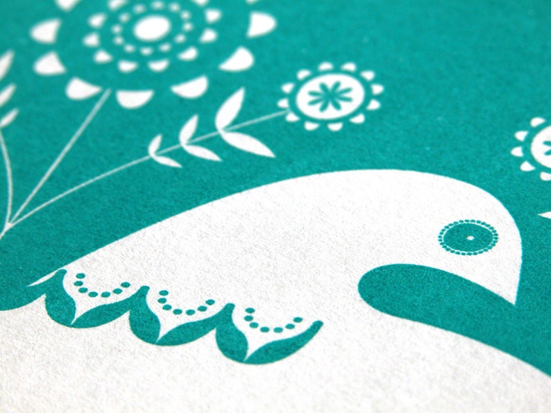 Winter Ptarmigan in Turquoise Hand Pulled, Signed, Gocco Screen Print image 4