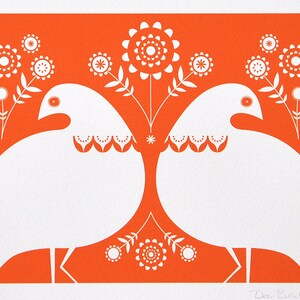 Winter Ptarmigan In Orange - Signed Open Edition Giclee Print
