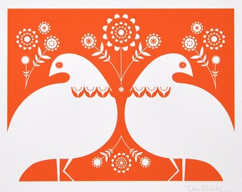 Winter Ptarmigan In Orange - Signed Open Edition Giclee Print