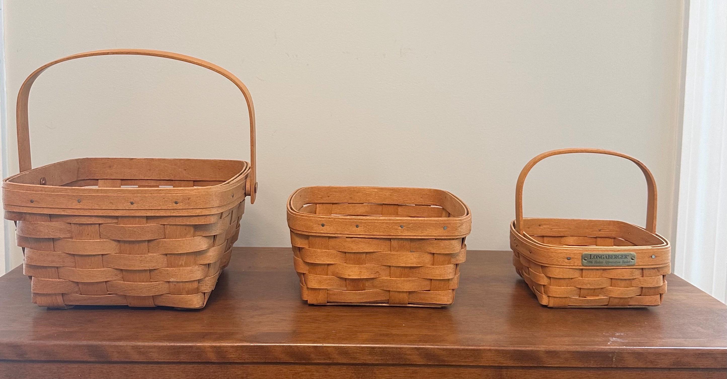 LONGABERGER ロンガバーガー かご バスケット 3点セット ロンガバーガー/Longaberger バスケット大【3】 蓋付きかご カントリー