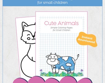 26 páginas para colorear para niños pequeños - Libro imprimible sencillo y fácil para niños - Hoja de actividades preescolares - Imágenes grandes y llamativas para niños pequeños