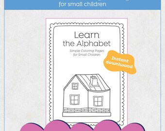 Páginas para colorear del alfabeto para niños pequeños - Libro para colorear sencillo para niños pequeños - Hoja de actividades preescolares - Imágenes grandes y llamativas