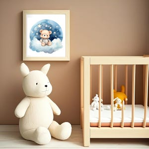 Teddy Bear on a Cloud Clipart Graphic, Kids Room & Nursery, Wall Art ...