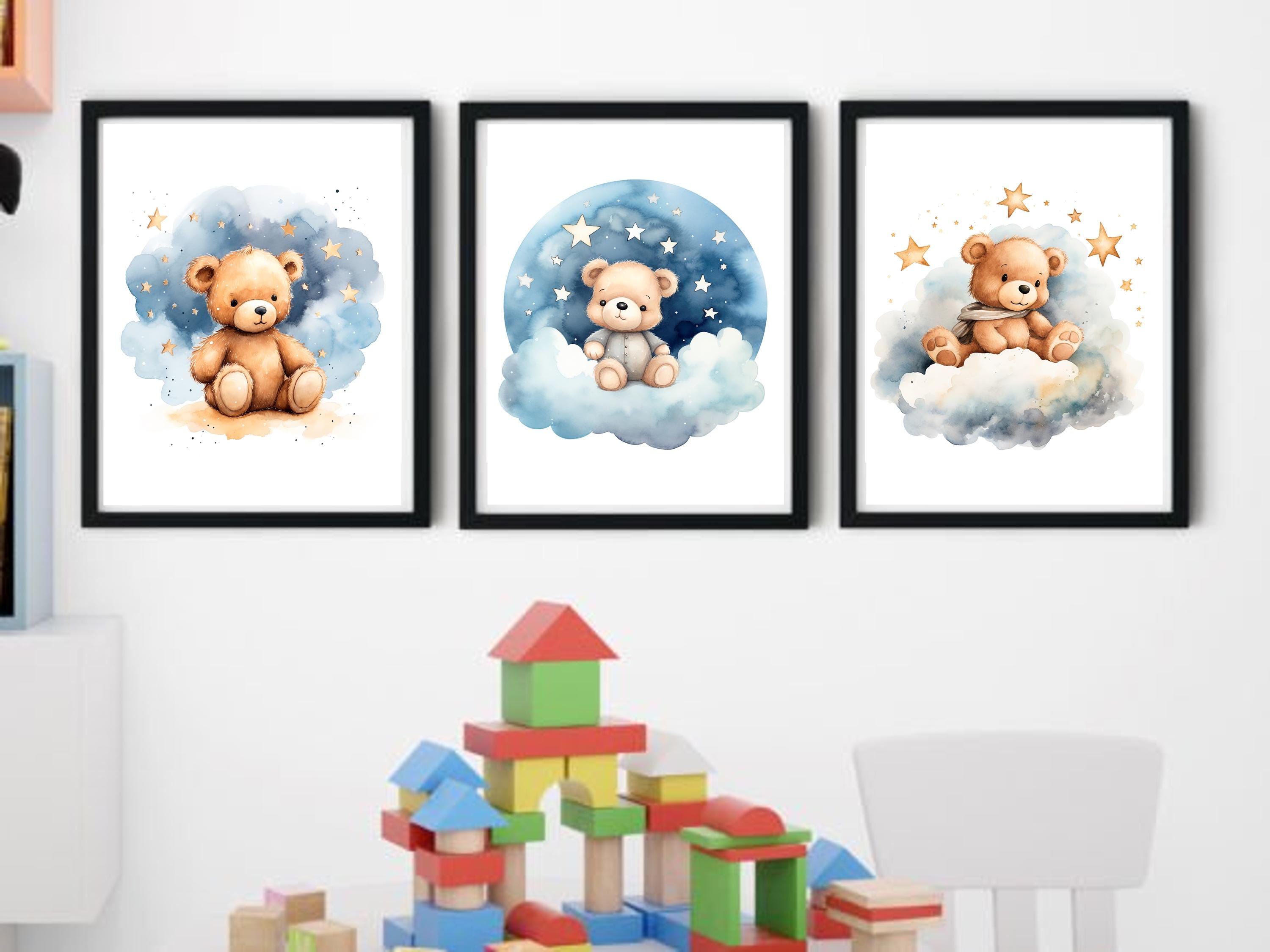 Teddy Bear on a Cloud Clipart Graphic, Kids Room & Nursery, Wall Art ...