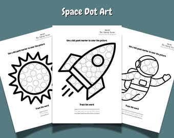 Arte de puntos espaciales: Manualidad de pintura y escritura para niños (PDF de 7 páginas)