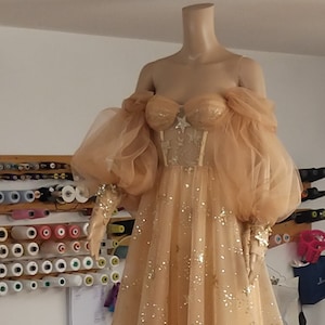 Star Wedding Dress Gold Star Dress Celestial Gown image 2