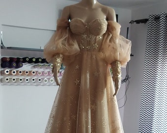 Star Dress Star Wedding Dress Gold Star Dress