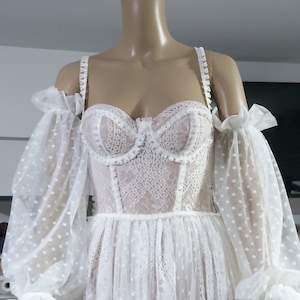 Boho Lace Dress Bra Cup Bustier Wedding Dress