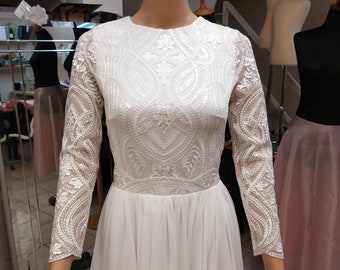 Vestido de novia de encaje, vestido de novia de gasa, vestido de encaje fluido, vestido de novia blanco