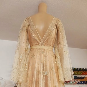 Star Dress,Star Wedding Dress,Gold Star Dress