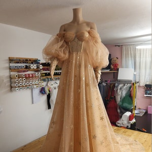 Star Wedding Dress Gold Star Dress Celestial Gown image 3