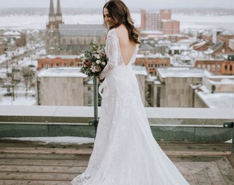 Long Sleeve Wedding Dress Fitted Wedding Gown