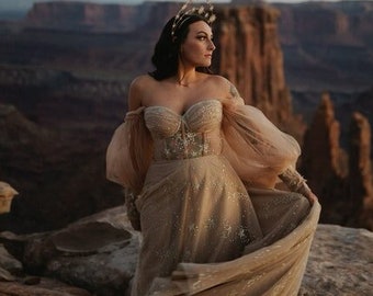 Gold Star Wedding Dress: Celestial Corset Bridal Gown