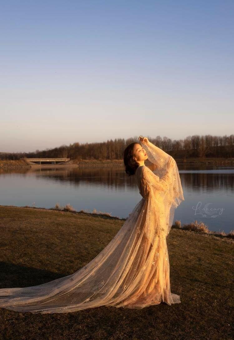 gold celestial dress Beige Sparkly Wedding Dress – Galaxy 2.0 Celestial Bridal Gown 2025 2026 –  Boom Blush main image 0