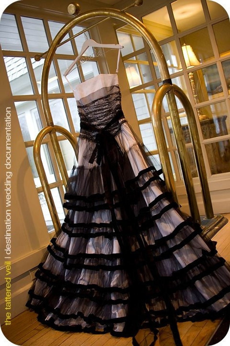 black wedding dress,tulle black dress image 2
