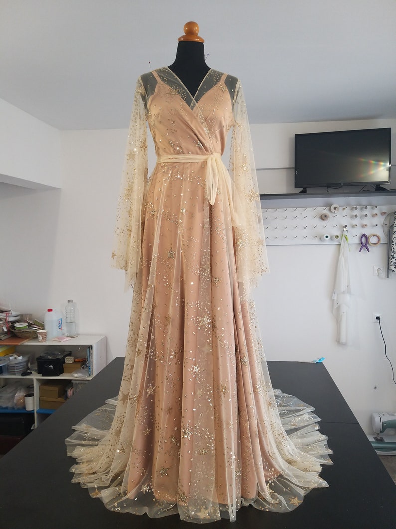 Gold Star Dress Celestial Wedding Dress image 4