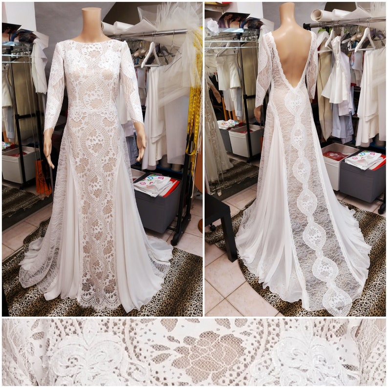 Bohemian Wedding Dress,Fit and Flare Bridal Dress image 1