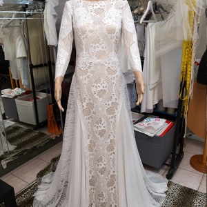 Bohemian Wedding Dress,Fit and Flare Bridal Dress image 5