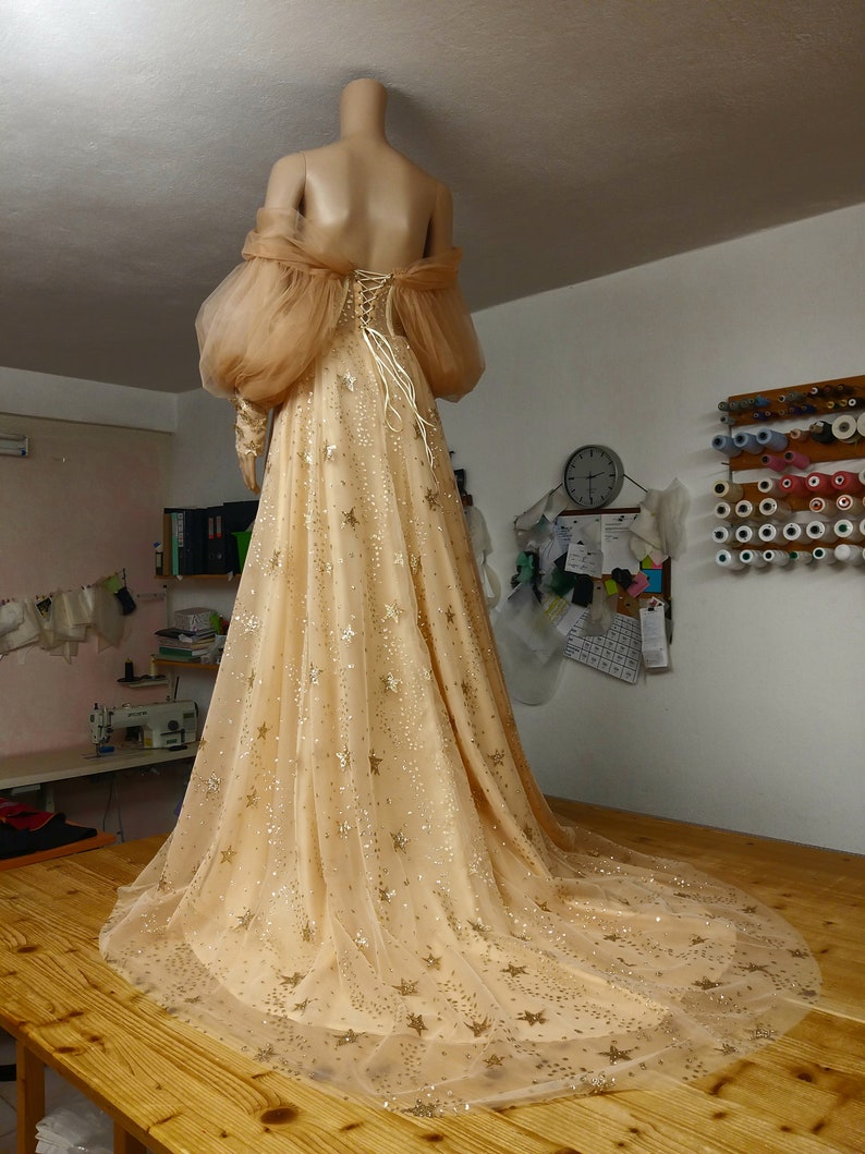 Star Wedding Dress Gold Star Dress Celestial Gown image 5