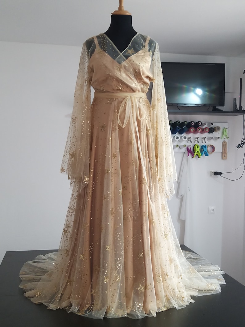 Gold Star Dress Celestial Wedding Dress image 6