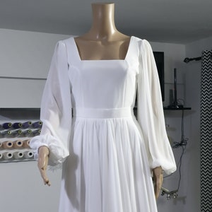 Long Sleeve Chiffon Wedding Dress